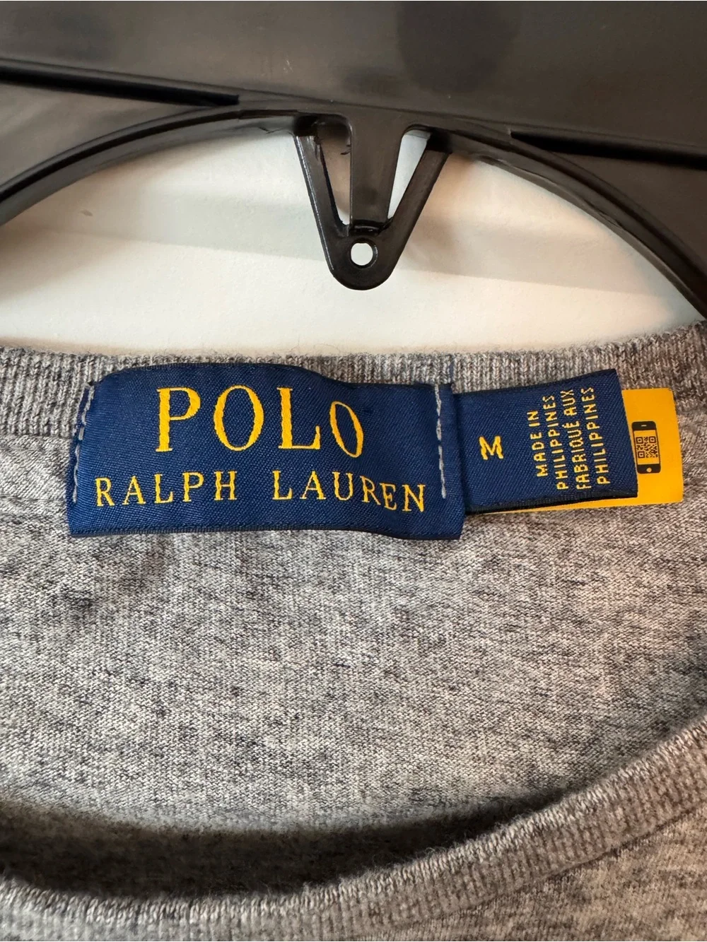 Polo Ralph Lauren Gray Crewneck T Shirt with Red Sleeve Graphics Size M